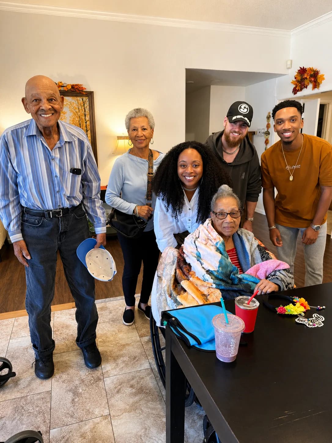 A resident with visiting family